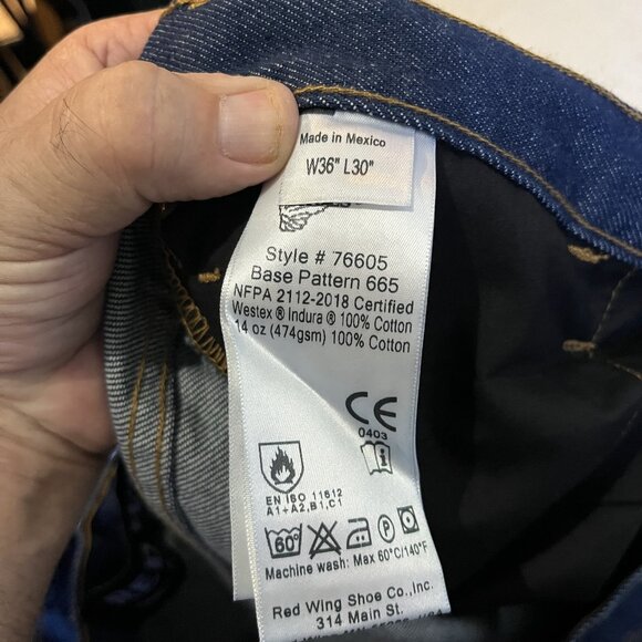 Red Wing FR Workwear Jeans NWT 36x30 Flame Resistant - Picture 2 of 3